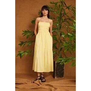 Luxely Sterling Sleeveless A-Line Midi Dress Raffia Yellow Women's Size 16 NWT